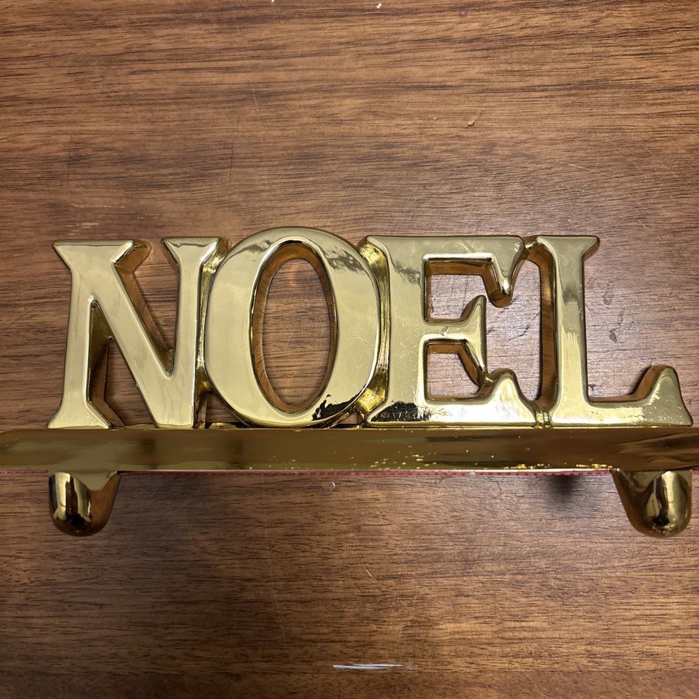 Solid Brass NOEL Christmas Double Stocking Holder Heavy‎ Duty